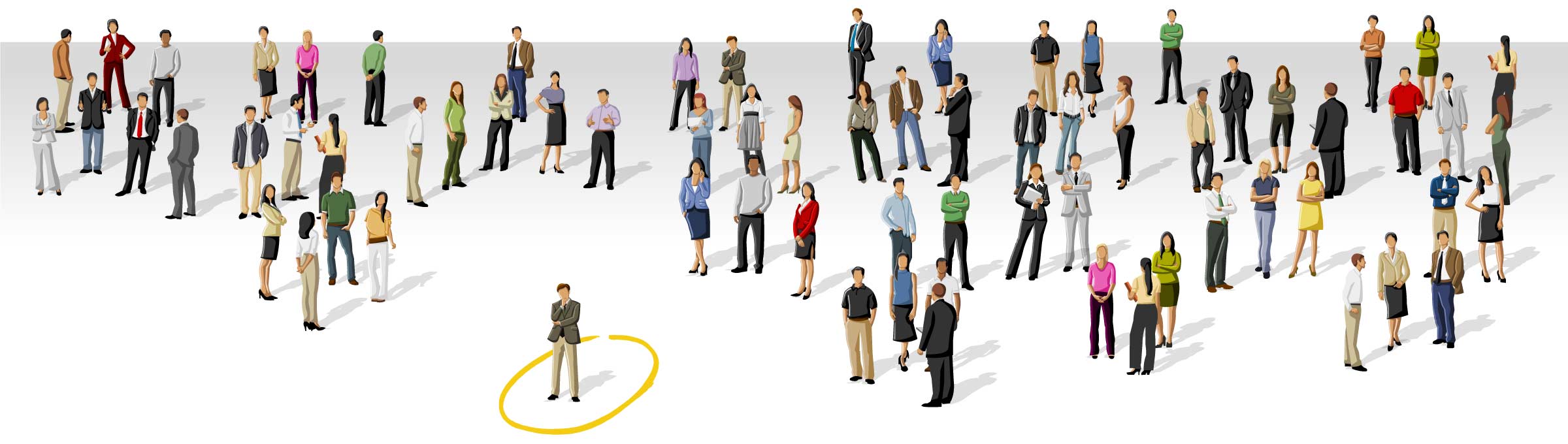 Business people in overcrowded area symbolizing the crowded marketplace